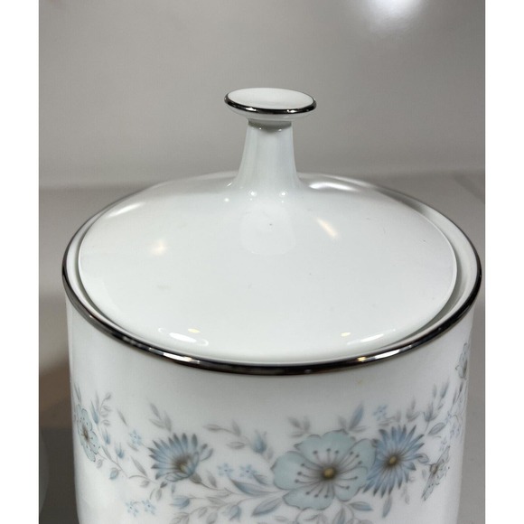 Noritake Japan Inverness Creamer & Sugar w/ Lid 6716 Platinum Rim Contemporary - Picture 3 of 8